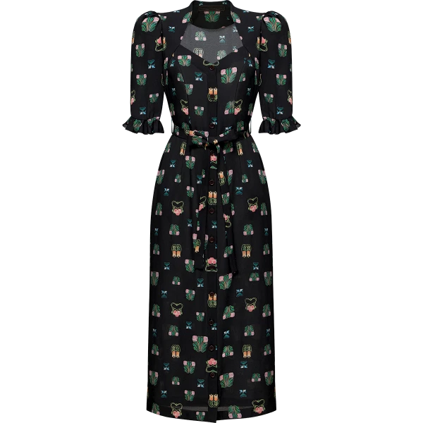 Ulyana Sergeenko Silk dress with a signature print - Ulyana Sergeenko Corset Dress - Russian Couture - Shop at Coveti
