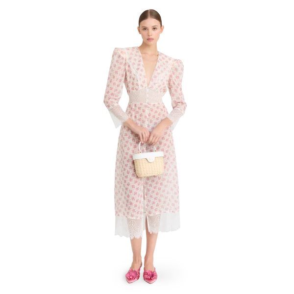 Ulyana Sergeenko Silk dress with signature floral print, view 2