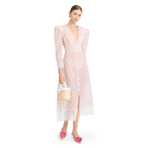Ulyana Sergeenko Silk dress with signature floral print, view 3