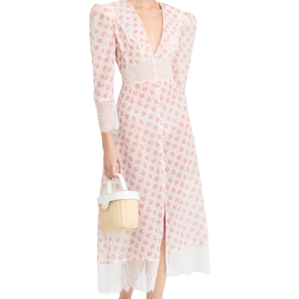 Ulyana Sergeenko Silk dress with signature floral print - Ulyana Sergeenko Corset Dress - Russian Couture - Shop at Coveti