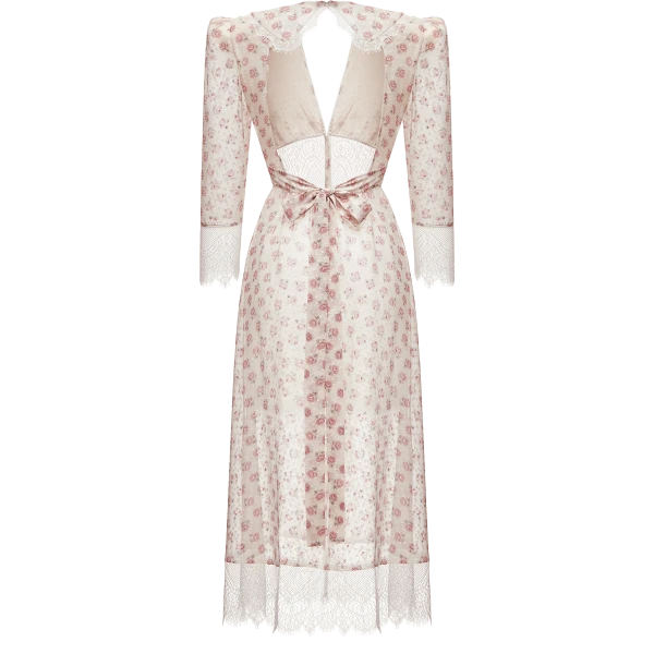 Ulyana Sergeenko Silk dress with signature floral print - Ulyana Sergeenko Corset Dress - Russian Couture - Shop at Coveti