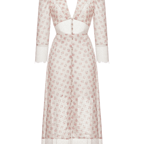 Ulyana Sergeenko Silk dress with signature floral print - Ulyana Sergeenko Corset Dress - Russian Couture - Shop at Coveti
