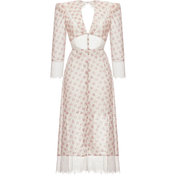 Ulyana Sergeenko Silk dress with signature floral print - Ulyana Sergeenko Corset Dress - Russian Couture - Shop at Coveti