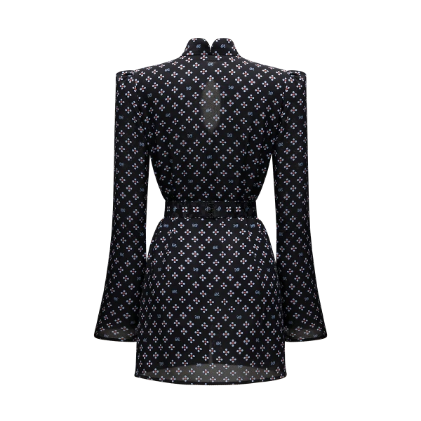 Ulyana Sergeenko Silk georgette dress with a signature print - Ulyana Sergeenko Corset Dress - Russian Couture - Shop at Coveti