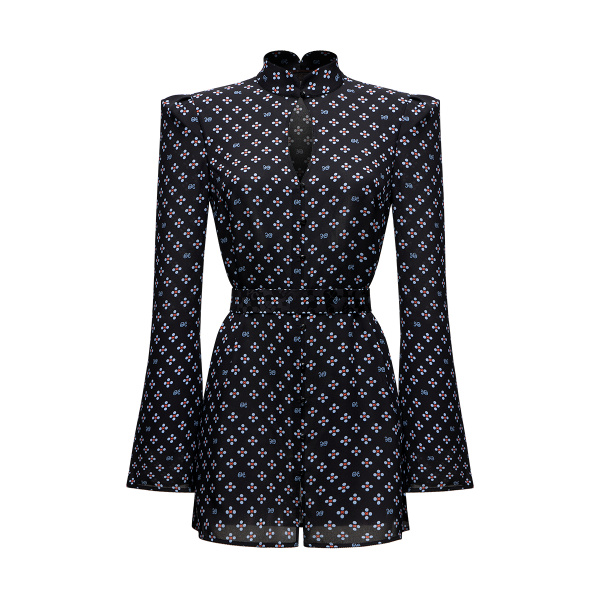 Ulyana Sergeenko Silk georgette dress with a signature print - Ulyana Sergeenko Corset Dress - Russian Couture - Shop at Coveti