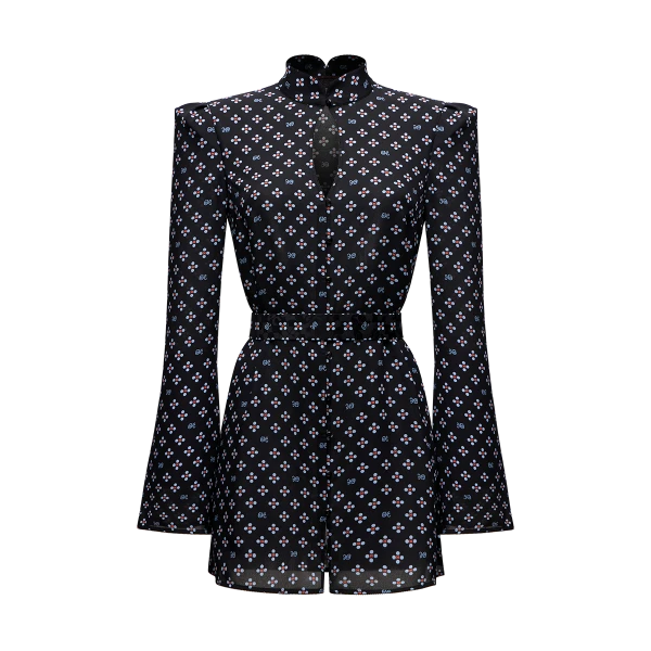 Silk georgette dress with a signature print