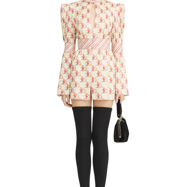 Ulyana Sergeenko Silk jacquard dress with a signature print - Ulyana Sergeenko Corset Dress - Russian Couture - Shop at Coveti