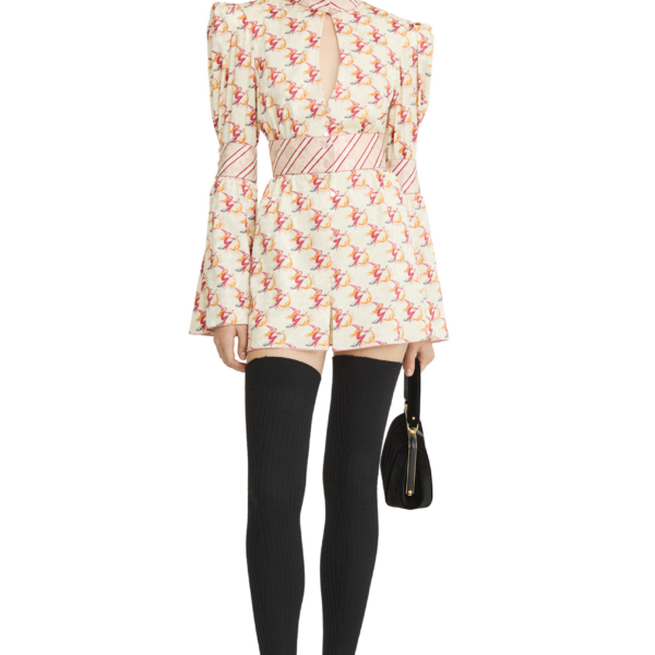 Ulyana Sergeenko Silk jacquard dress with a signature print - Ulyana Sergeenko Corset Dress - Russian Couture - Shop at Coveti