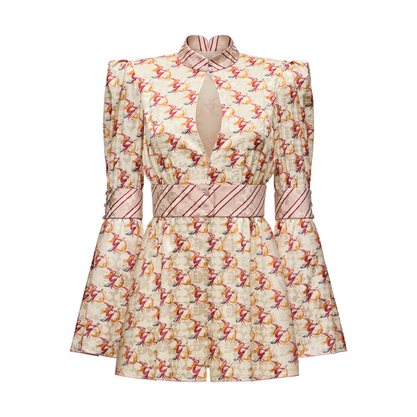 Ulyana Sergeenko Silk jacquard dress with a signature print - Ulyana Sergeenko Corset Dress - Russian Couture - Shop at Coveti