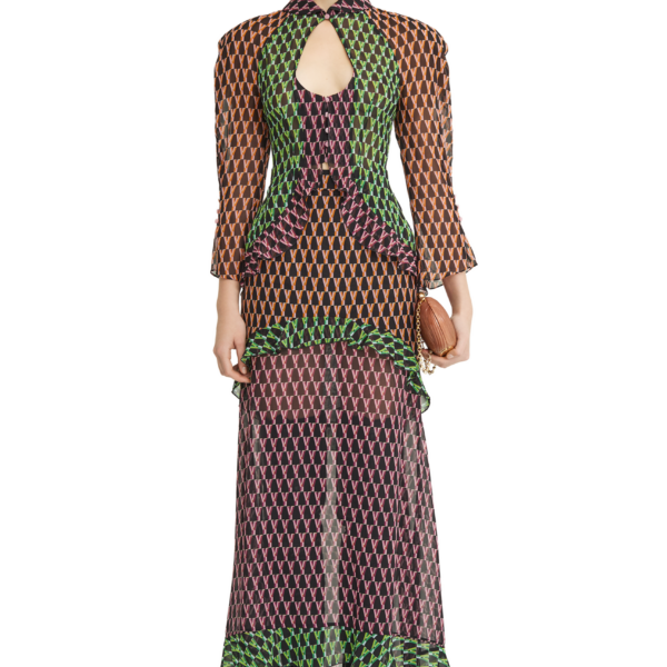 Ulyana Sergeenko Silk midi skirt with a signature print - Ulyana Sergeenko Corset Dress - Russian Couture - Shop at Coveti