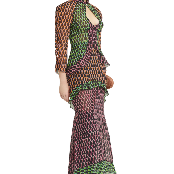 Ulyana Sergeenko Silk midi skirt with a signature print - Ulyana Sergeenko Corset Dress - Russian Couture - Shop at Coveti