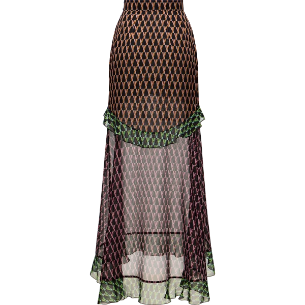 Ulyana Sergeenko Silk midi skirt with a signature print - Ulyana Sergeenko Corset Dress - Russian Couture - Shop at Coveti