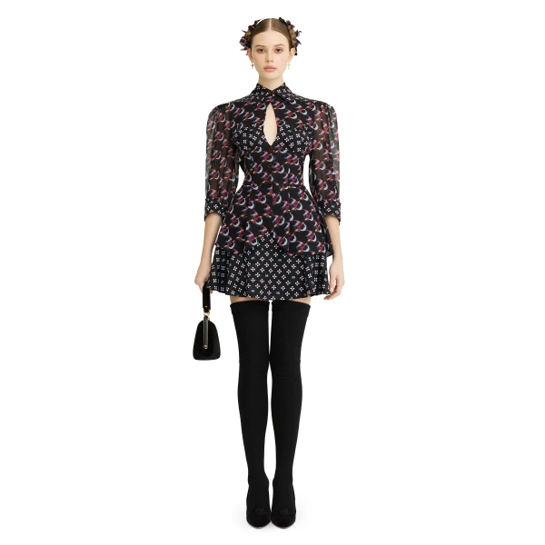 Ulyana Sergeenko Silk peplum blouse with a signature print, view 3