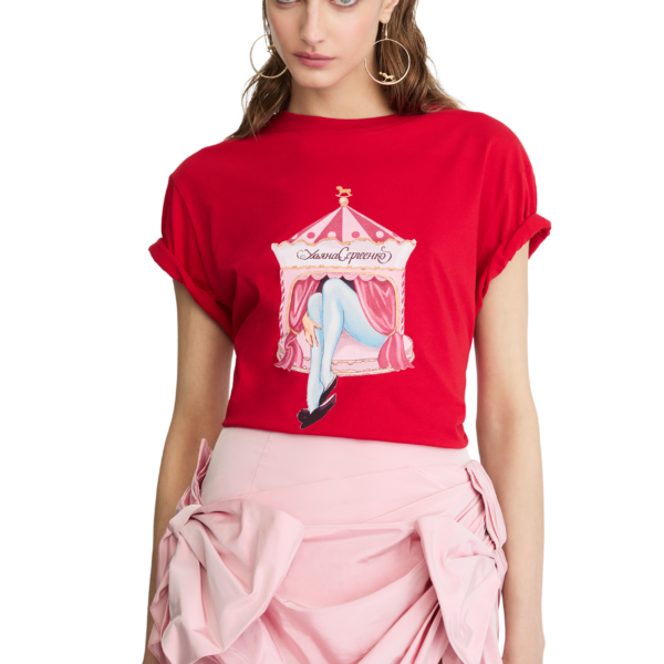 Ulyana Sergeenko T-shirt with a signature print - Ulyana Sergeenko Corset Dress - Russian Couture - Shop at Coveti