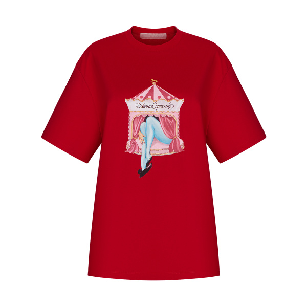 Ulyana Sergeenko T-shirt with a signature print - Ulyana Sergeenko Corset Dress - Russian Couture - Shop at Coveti