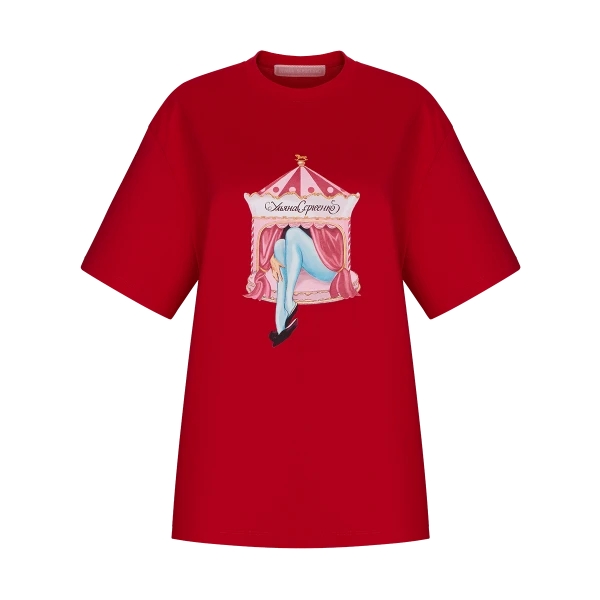 Ulyana Sergeenko T-shirt with a signature print - Ulyana Sergeenko Corset Dress - Russian Couture - Shop at Coveti