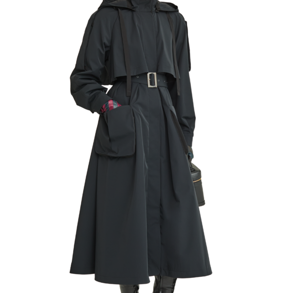 Ulyana Sergeenko Trench coat with a hood - Ulyana Sergeenko Corset Dress - Russian Couture - Shop at Coveti