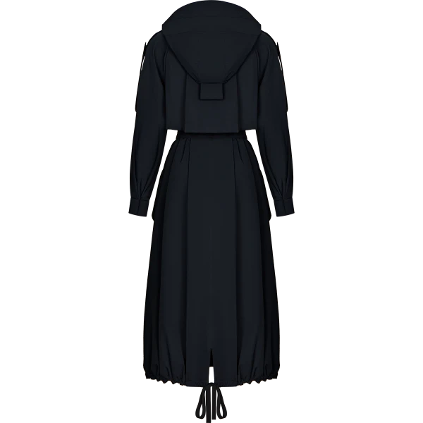 Ulyana Sergeenko Trench coat with a hood - Ulyana Sergeenko Corset Dress - Russian Couture - Shop at Coveti