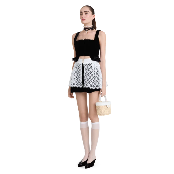 Ulyana Sergeenko Velvet corset with lace trim Top, view 3