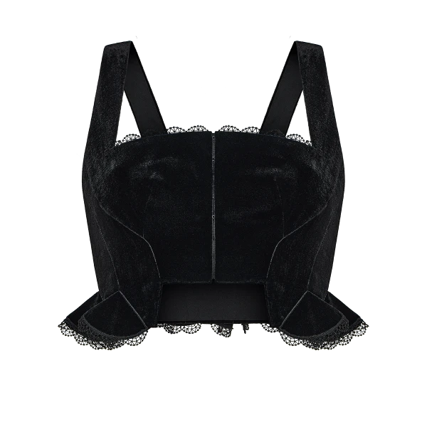 Ulyana Sergeenko Velvet corset with lace trim - Ulyana Sergeenko Corset Dress - Russian Couture - Shop at Coveti