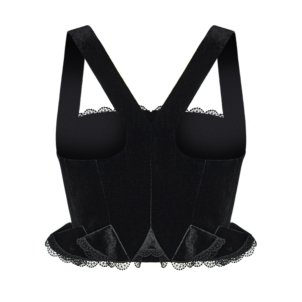 Ulyana Sergeenko Velvet corset with lace trim - Ulyana Sergeenko Corset Dress - Russian Couture - Shop at Coveti