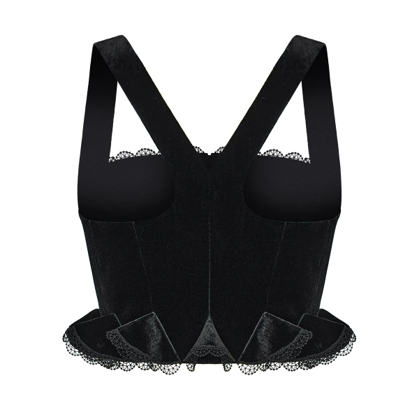 Ulyana Sergeenko Velvet corset with lace trim - Ulyana Sergeenko Corset Dress - Russian Couture - Shop at Coveti