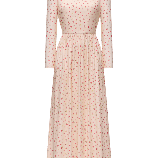 Ulyana Sergeenko Viscose dress with a signature floral print - Ulyana Sergeenko Corset Dress - Russian Couture - Shop at Coveti