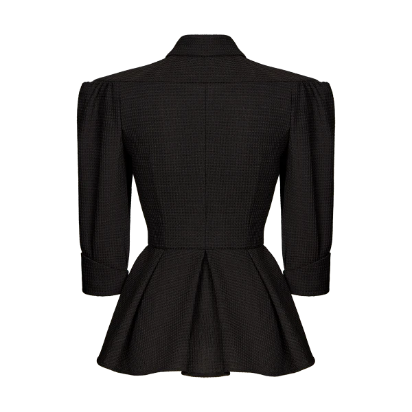 Ulyana Sergeenko Wool peplum blouse - Ulyana Sergeenko Corset Dress - Russian Couture - Shop at Coveti