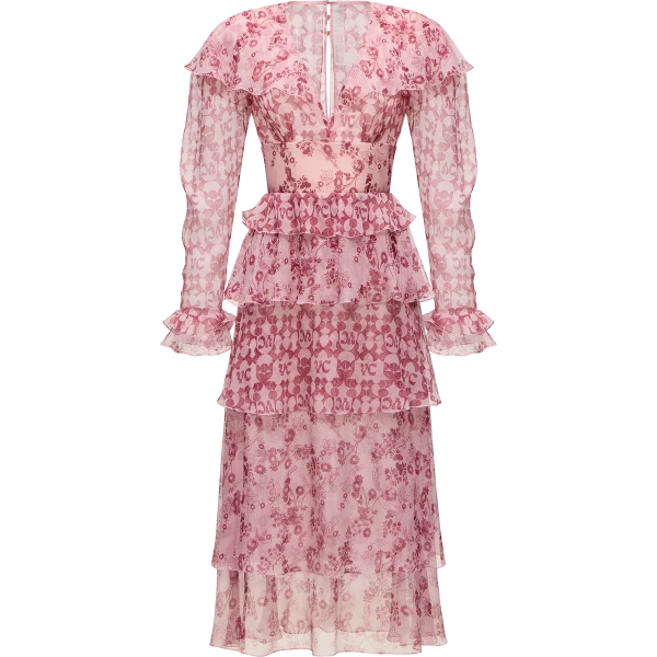 Сrinkled silk chiffon dress with a signature print