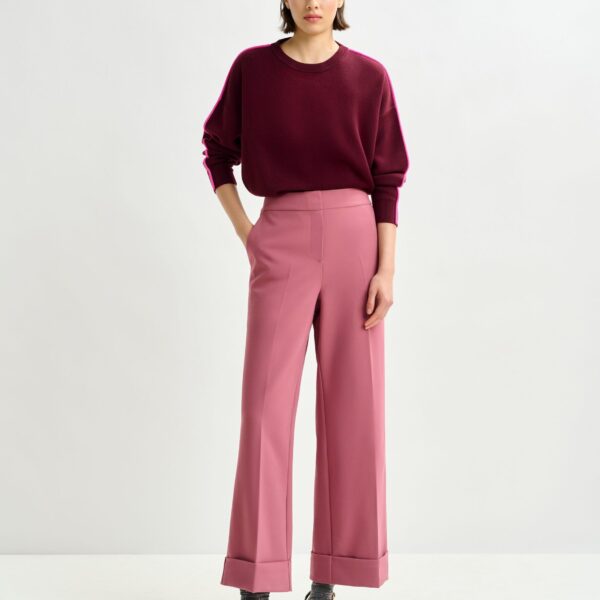 Essentiel Antwerp Vintage pink cropped pants with folded cuffs - Essentiel Antwerp Pants - Colorful Belgian Design - Shop at Coveti