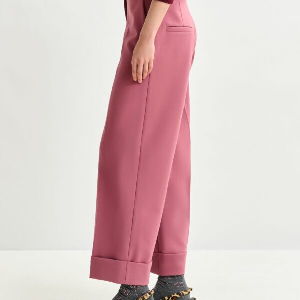 Essentiel Antwerp Vintage pink cropped pants with folded cuffs - Essentiel Antwerp Pants - Colorful Belgian Design - Shop at Coveti