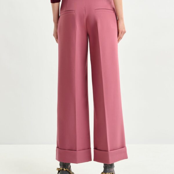 Essentiel Antwerp Vintage pink cropped pants with folded cuffs - Essentiel Antwerp Pants - Colorful Belgian Design - Shop at Coveti