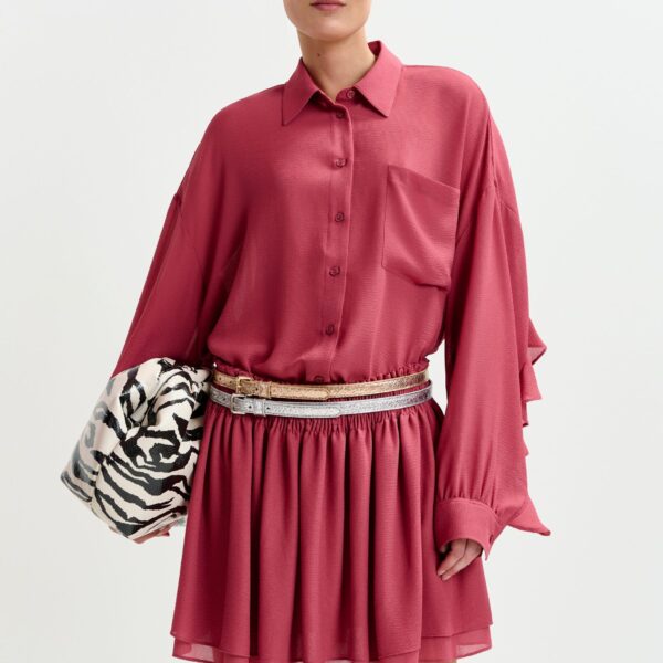 Essentiel Antwerp Vintage pink ruffle-sleeve shirt - Essentiel Antwerp Shirts - Colorful Belgian Design - Shop at Coveti