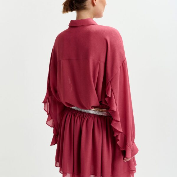 Essentiel Antwerp Vintage pink ruffle-sleeve shirt - Essentiel Antwerp Shirts - Colorful Belgian Design - Shop at Coveti