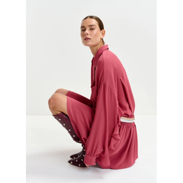 Essentiel Antwerp Vintage pink ruffle-sleeve shirt, view 5