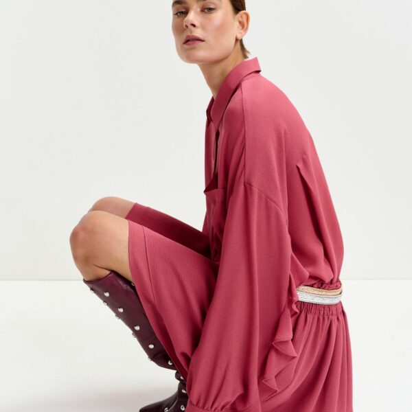 Essentiel Antwerp Vintage pink ruffle-sleeve shirt - Essentiel Antwerp Shirts - Colorful Belgian Design - Shop at Coveti