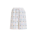 Essentiel Antwerp White and multicolor embroidered cotton shorts with mirror accents - Essentiel Antwerp Shorts - Colorful Belgian Design - Shop at Coveti