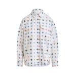 Essentiel Antwerp White and multicolor embroidered oversized shirt with mirror accents & flap pockets - Essentiel Antwerp Shirts - Colorful Belgian Design - Shop at Coveti