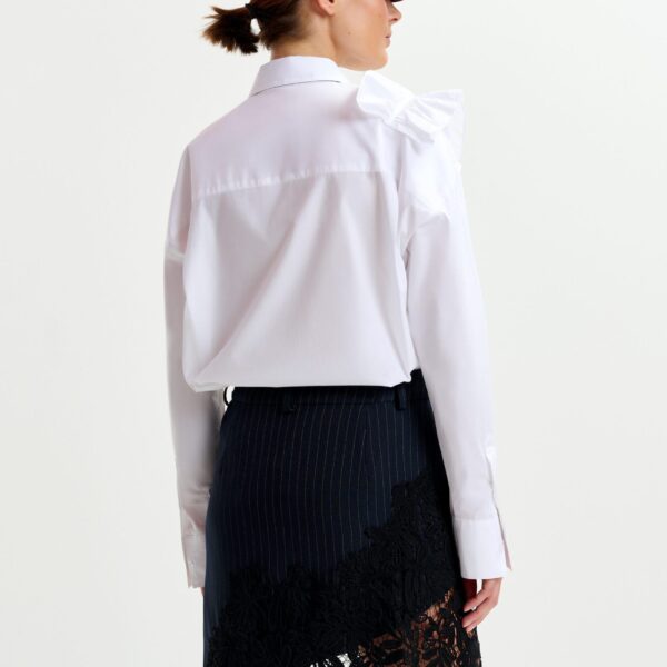 Essentiel Antwerp White cotton shirt with ruffle detail - Essentiel Antwerp Shirts - Colorful Belgian Design - Shop at Coveti