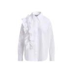 Essentiel Antwerp White cotton shirt with ruffle detail - Essentiel Antwerp Shirts - Colorful Belgian Design - Shop at Coveti