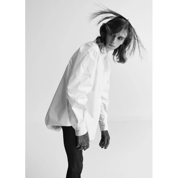 Essentiel Antwerp White oversized cotton shirt with draped back detail, view 2