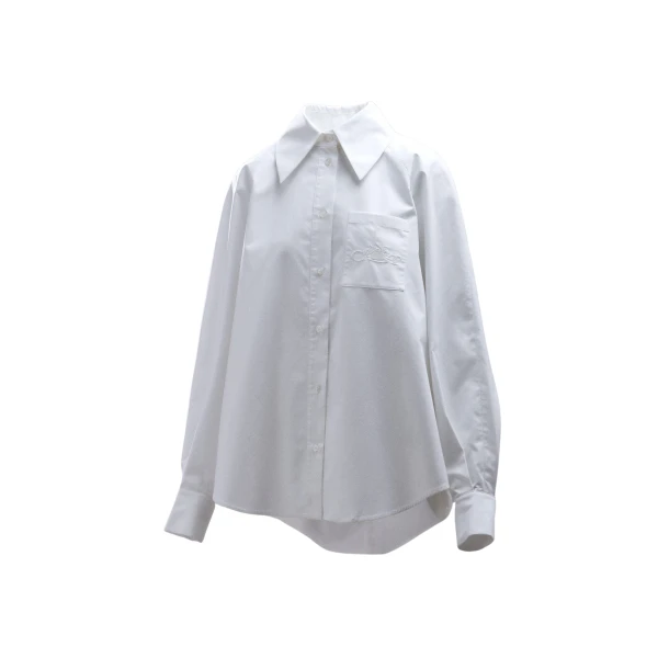 Essentiel Antwerp White oversized cotton shirt with draped back detail - Essentiel Antwerp Shirts - Colorful Belgian Design - Shop at Coveti