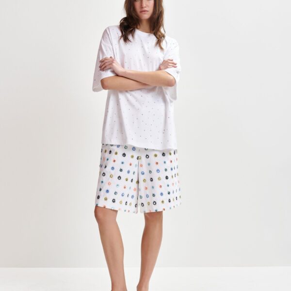 Essentiel Antwerp White oversized organic cotton T-shirt with sequin details - Essentiel Antwerp Shirts - Colorful Belgian Design - Shop at Coveti