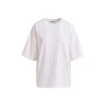 Essentiel Antwerp White oversized organic cotton T-shirt with sequin details - Essentiel Antwerp Shirts - Colorful Belgian Design - Shop at Coveti
