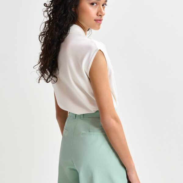 Essentiel Antwerp White sleeveless polo with lace details and pearl buttons - Essentiel Antwerp Tops - Colorful Belgian Design - Shop at Coveti