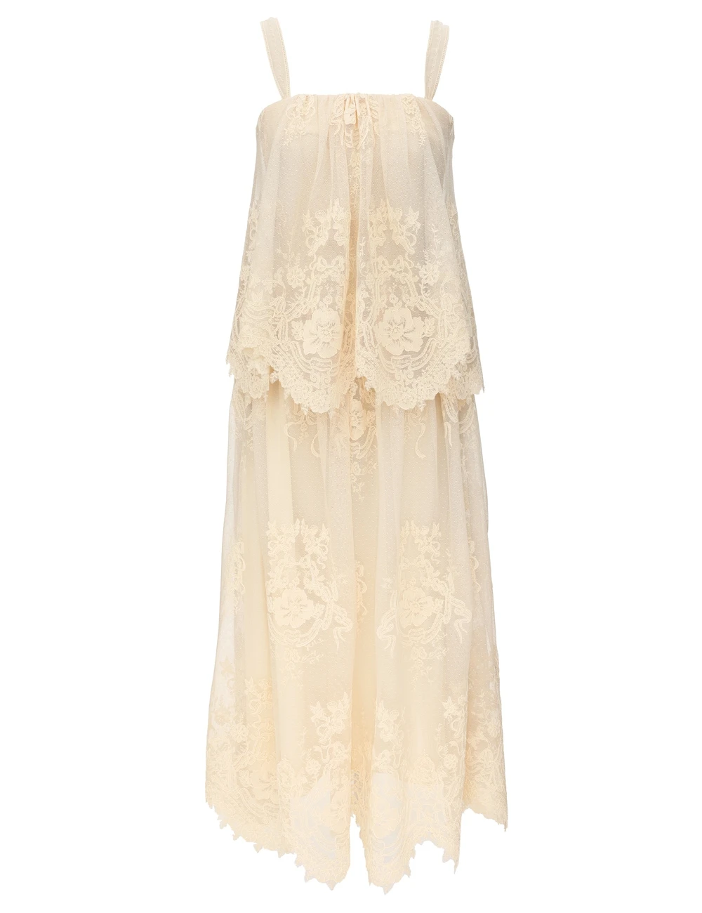 Zimmermann Luna Tiered Lace Slip | Ready to Wear Collection Coveti Elevate your elegance in this Zimmermann Dresses available now at Coveti