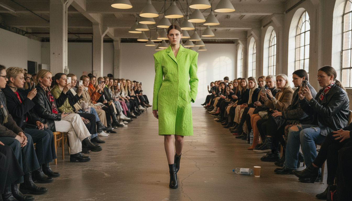 Ein Model präsentiert auf der Fashion Week die neueste Designer-Kollektion auf dem Laufsteg.