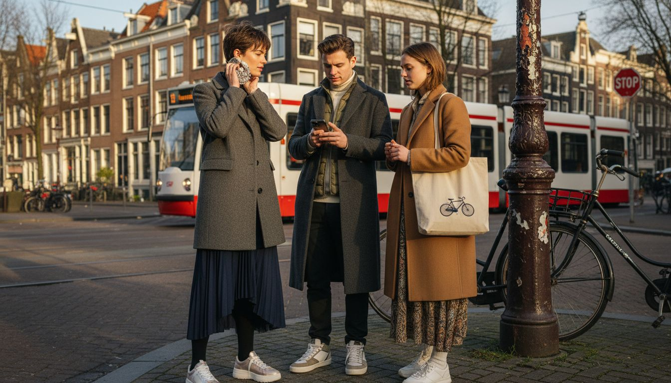 Jongeren die hippe kleding dragen op straat