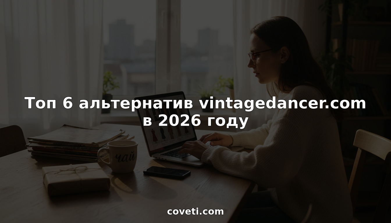 Женщина сидит за столом дома и выбирает себе винтажную одежду в интернете.