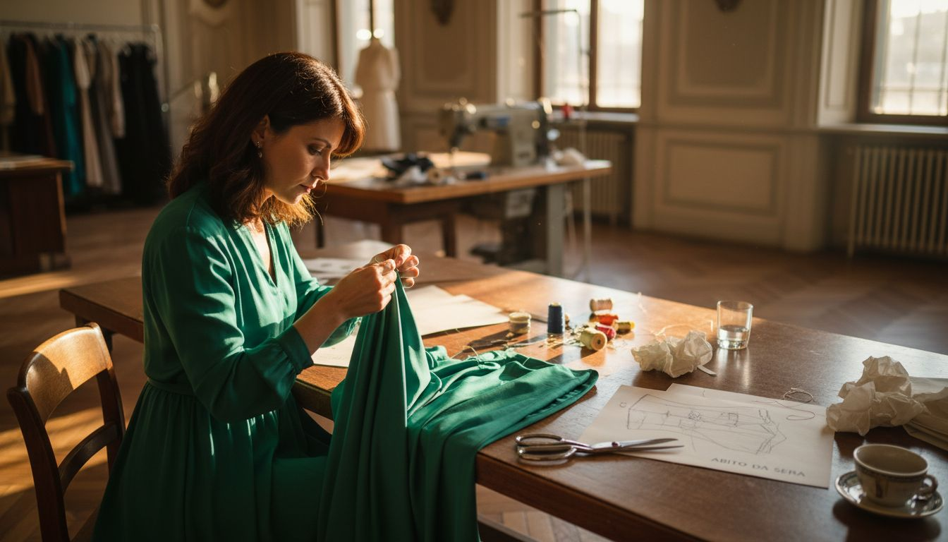 Abito sartoriale realizzato a mano in un esclusivo atelier di alta moda